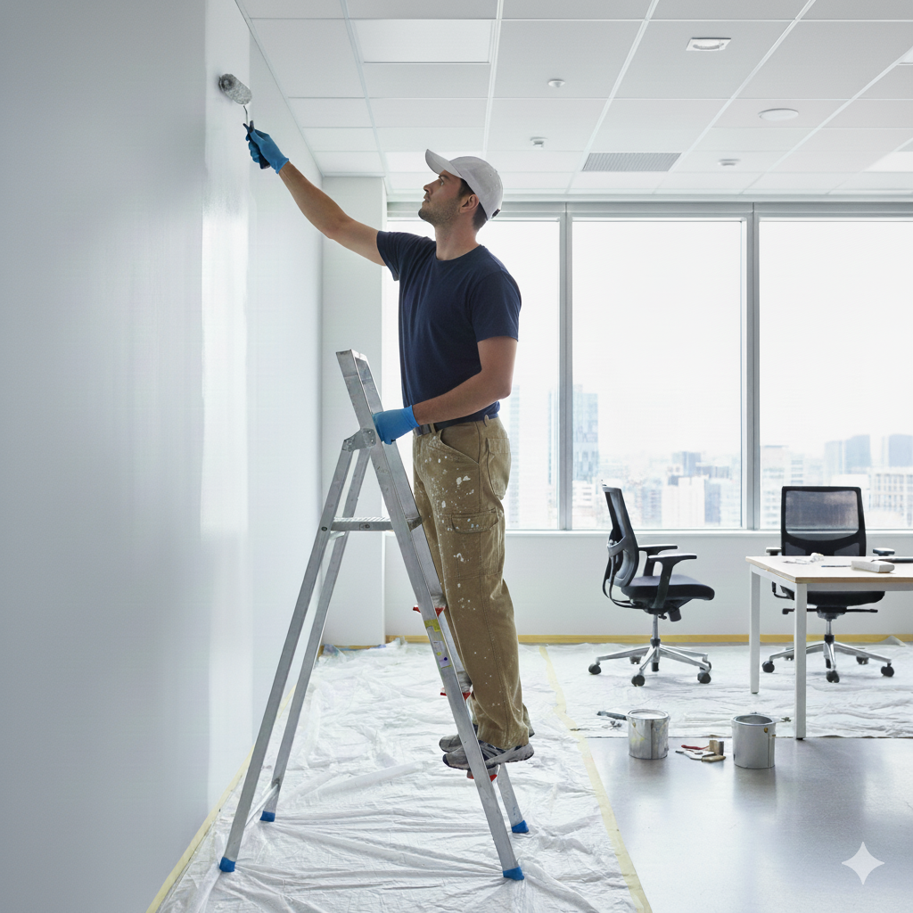 Precision Facility Services Technician Painting Commercial Building